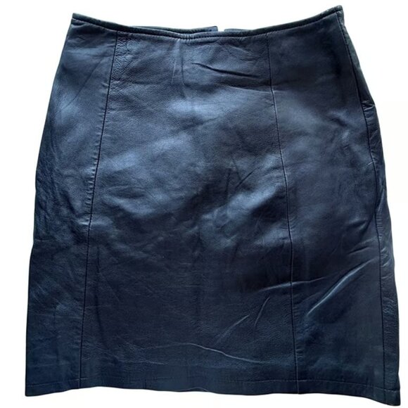 Vintage 80s/90s Mona Mode Genuine Leather Pencil Skirt Brand New Dead Stock - Picture 1 of 3